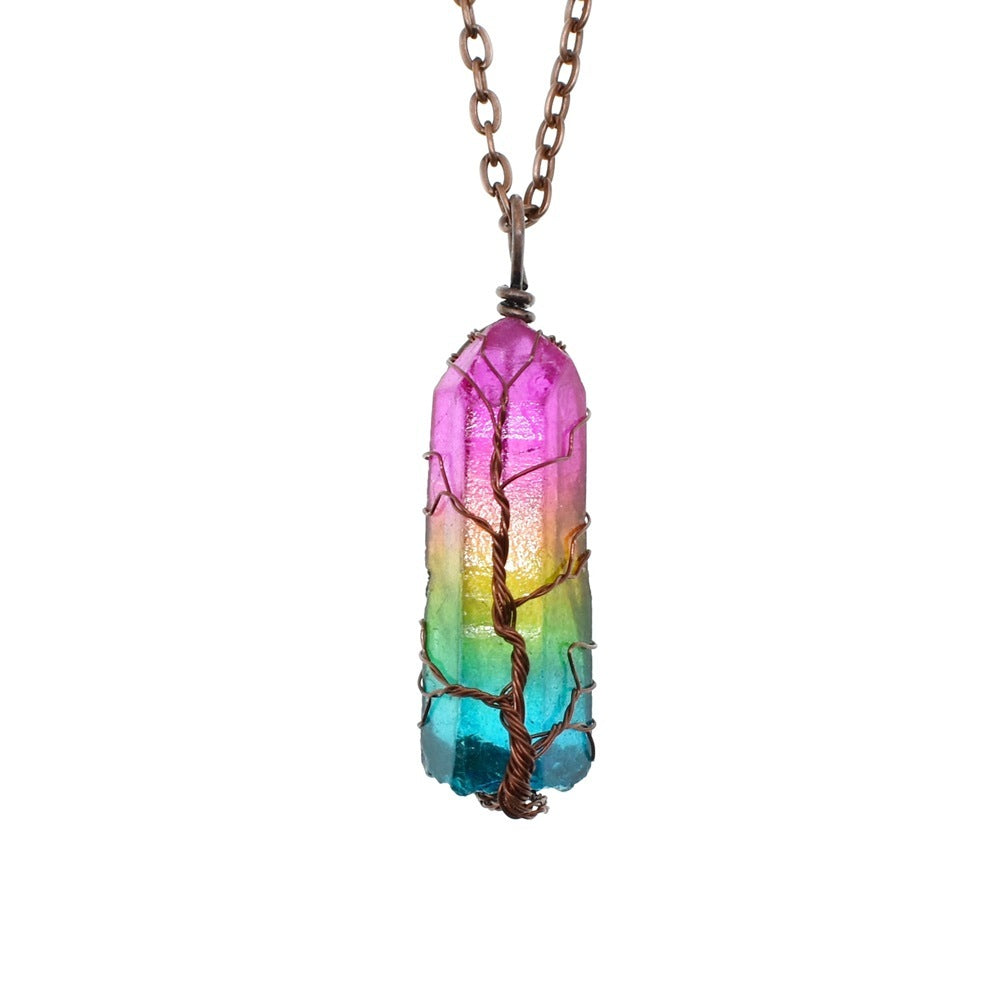Colorful Crystal Tree of Life Necklace