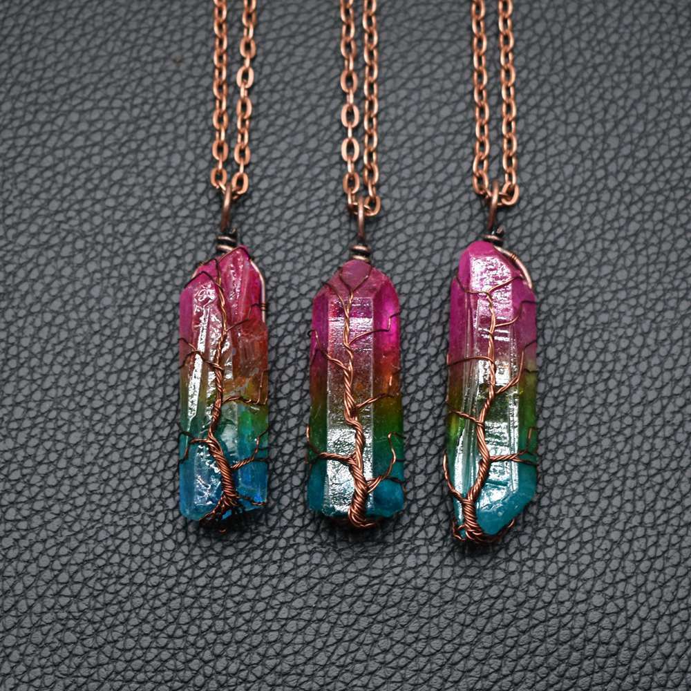 Colorful Crystal Tree of Life Necklace